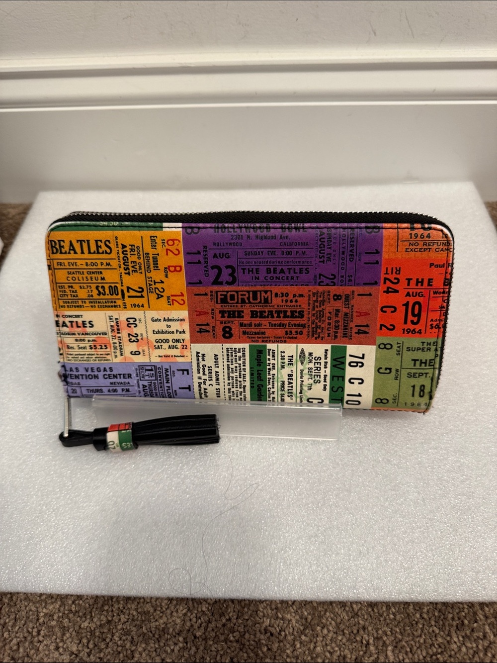 Loungefly The Beatles Ticket stub collage zip around wallet - Picture 2 of 6